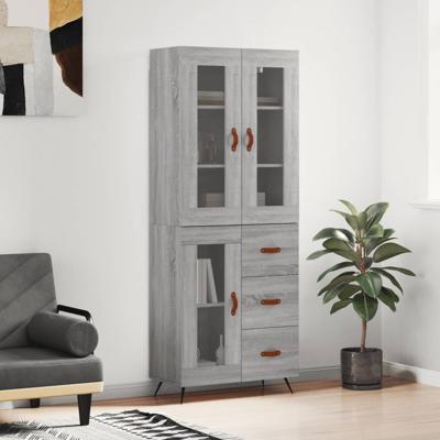 Hoge kast 69,5x34x180 cm bewerkt hout grijs sonoma eikenkleurig