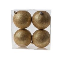 Cosy @Home Kerstballen Goud glitter ø 10 cm - 4 Stuks - thumbnail