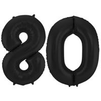 Folat Verjaardag Leeftijd folieballon - 80 jaar - zwart - 86 cm - cijferballon groot
