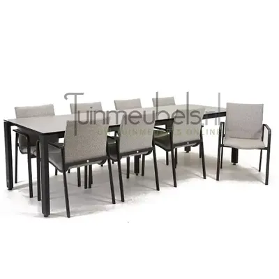Tuinstoel Anzio dining Soft grey met GOA HPL 280 cm licht grijs