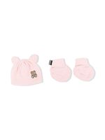 Moschino Kids ensemble bonnet-gants à patch logo - Rose