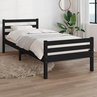 Bedframe massief hout zwart 100x200 cm - thumbnail