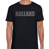 Glitter Holland t-shirt zwart rhinestone steentjes voor heren Nederland supporter EK/ WK 2XL  -