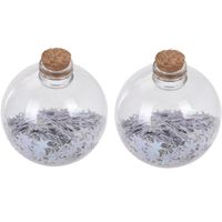 2x Fles kerstballen witte sterren 8 cm kunststof - thumbnail