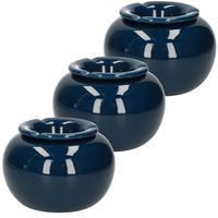 3x stuks terras asbak/stormasbak rond keramiek 16 x 11 cm blauw