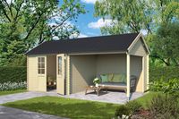 Outdoor Life Fraya Blokhut 595x295 cm 28 mm vuren blank- Zadeldak- Onbehandeld vurenhout- Outdoor Life