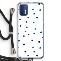 Blauwe stippen: Motorola Moto G9 Plus Transparant Hoesje met koord