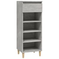 The Living Store Schoenenkast - bewerkt hout - 40 x 36 x 105 cm - betongrijs