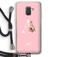 Pink Bouquet: Samsung Galaxy A8 (2018) Transparant Hoesje met koord