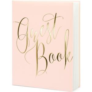 Gastenboek - roze/goud - 20 x 25 cm - 22 blz - bruiloft - jumileum - receptieboek