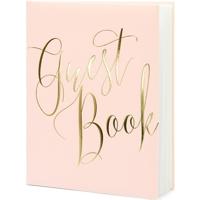 Gastenboek - roze/goud - 20 x 25 cm - 22 blz - bruiloft - jumileum - receptieboek