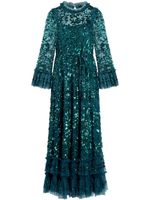 Needle & Thread robe longue Celia à sequins - Vert