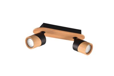 Trio Plafondlamp hout met zwartAruni 2-lichts - 801100232