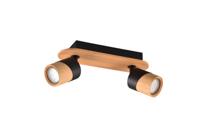 Trio Plafondlamp hout met zwartAruni 2-lichts - 801100232