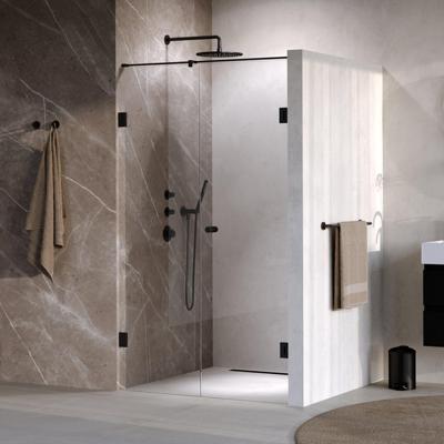 BRAUER Void Carving Nisdeur - 2-delig - 120x200cm - 60cm draaideur aan muur - glascoating - omkeerbaar - helder glas - mat zwart GS-VOCN2H6060200MZ