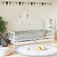 Kinderbedframe met lades 90x190 cm massief grenenhout wit