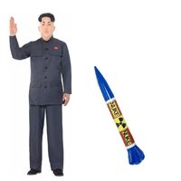 Kim Jong Un kostuum voor heren met opblaas raket - thumbnail