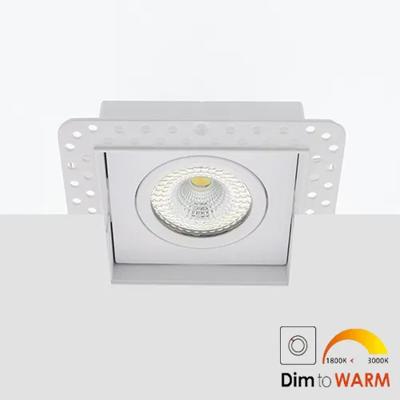 Bella Ondiepe LED inbouw 40mm trimless spot kantelbaar 7Watt vierkant WIT IP65 dimbaar - dim to warm - interne driver