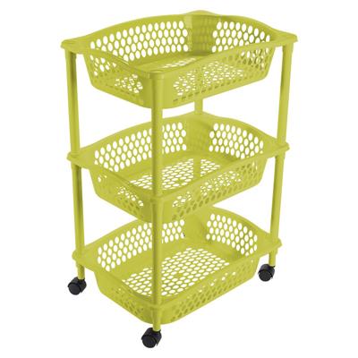 Keuken opberg trolley - 4 manden - limoen groen - 86 x 41 cm - roltafel
