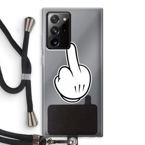 Middle finger white: Samsung Galaxy Note 20 Ultra / Note 20 Ultra 5G Transparant Hoesje met koord