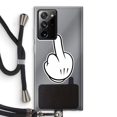 Middle finger white: Samsung Galaxy Note 20 Ultra / Note 20 Ultra 5G Transparant Hoesje met koord