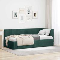 Hoekbedframe met hoofdeinde Donkergroen 90 x 200 cm Fluweel