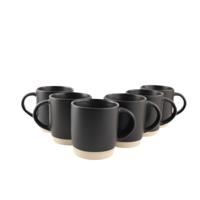 OTIX Koffiekopjes - Theemokken - Koffietassen - Set van 6 - Zwart - 310 ml - Aardewerk - thumbnail