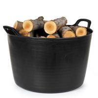 Haardhout - haardblokken emmer/kuip - zwart - 75 liter - Flexibel ECO kunststof - rond - 58 x 55 cm