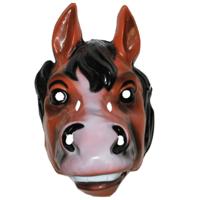 Plastic paarden verkleed dierenmasker - bruin - voor volwassenen - kunststof