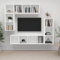 4-delige Tv-meubelset bewerkt hout wit