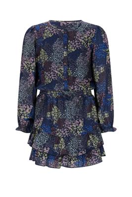 NoNo winter jurk meisjes - navy blauw - Miggy - denim bloem