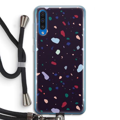 Dark Rounded Terrazzo: Samsung Galaxy A50 Transparant Hoesje met koord