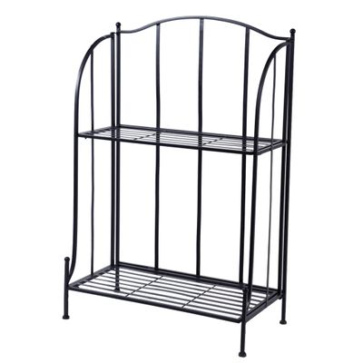 Plantenrek/plantentafel - zwart - metaal - opvouwbaar - 60 x 30 x 97 cm