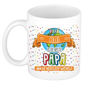 Naam mok papa Collin - wit - de beste - keramiek - 300 ml - Vaderdag/verjaardag