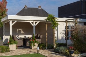 Lugarde Blokhut B27 700x330 cm - 44 mm- Plat dak- Hout- Lugarde