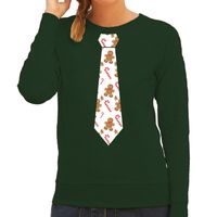 Stropdas Kersttrui/kerst sweater gingerbread zuurstok groen voor dames - thumbnail