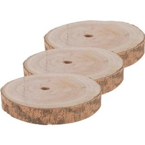 3x Houten boomschijf rond 20 cm   -