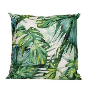 Buitenkussen monstera - wit/groen - 60 x 60 cm - Water en UV bestendig