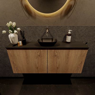 Mondiaz Fowy toiletmeubel 120cm washed oak met blad en waskom urban midden zonder kraangat