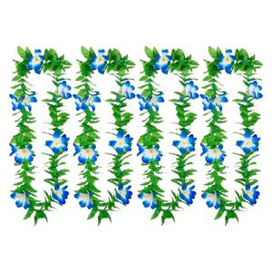 Hawaii krans/slinger - 4x - Tropische kleuren mix groen/blauw - Bloemen hals slingers