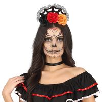 Halloween diadeem - bloemen - one size - rood - thumbnail