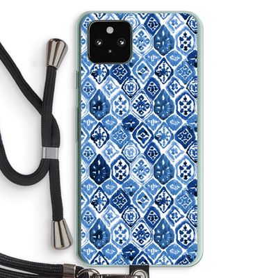 Blauw motief: Pixel 5a 5G Transparant Hoesje met koord
