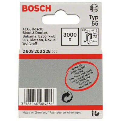 Niet met smalle rug type 55, geharst, 6 x 1,08 x 28 mm, verpakking van 3000 stuks 3000 stuk(s) Bosch Accessories 2609200228 Afm. (l x b) 28 mm x 6 mm