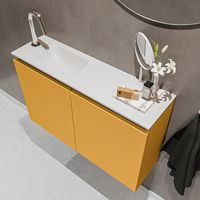 Mondiaz Ture 80cm toiletmeubel ocher met wastafel talc links 1 kraangat - thumbnail