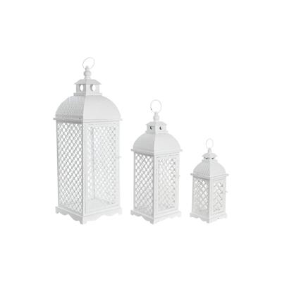 Straatlantaarn DKD Home Decor 24 x 24 x 74 cm Verouderde afwerking Kristal Metaal Wit Arabisch
