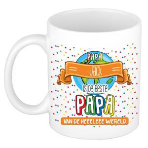 Naam mok papa Jack - wit - de beste - keramiek - 300 ml - Vaderdag/verjaardag