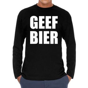 Long sleeve t-shirt zwart met Geef Bier bedrukking voor heren 2XL  -