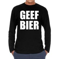 Long sleeve t-shirt zwart met Geef Bier bedrukking voor heren 2XL  - - thumbnail