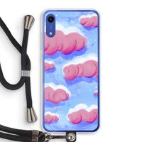 Roze wolken met vogels: Honor Play 8A Transparant Hoesje met koord