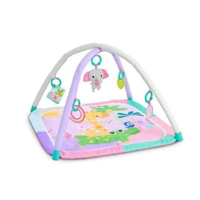 BRIGHT STARTS Opvouwbare baby-activiteitenmat - Jungle Pink - Boog met sensorisch en muzikaal speelgoed, spiegel